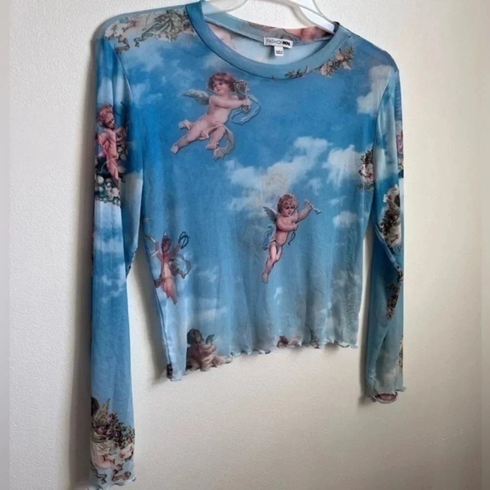 Fashion Nova Fell From Heaven Top Mesh Top |‎ Size Large - Picture 4 of 6